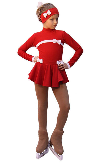 IceDress Figure Skating Outfit - Thermal - Bows (Red and White)