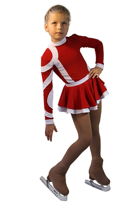 IceDress Figure Skating Dress-Thermal - Cross-Roll (Red and White)