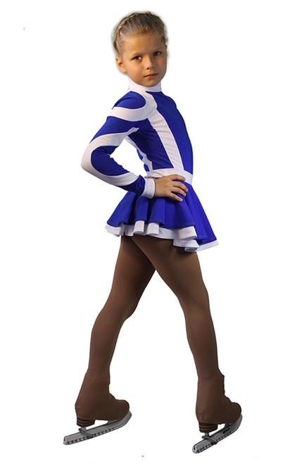 IceDress Figure Skating Dress-Thermal - Cross-Roll (Cornflower blue and White)