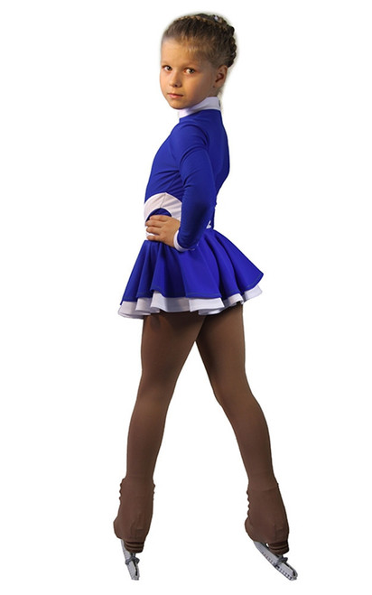 IceDress Figure Skating Dress-Thermal - Cross-Roll (Cornflower blue and White)