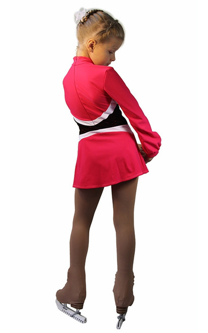 IceDress Figure Skating Dress-Thermal -  Jackson (Raspberry with White belt)