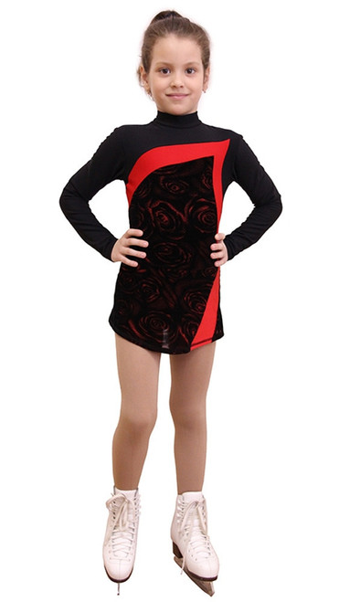 IceDress Figure Skating Dress-Thermal -  Charlotte (Black and Red)