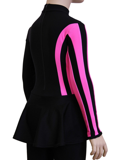IceDress Figure Skating Dress-Thermal -  Stripe (Black with Pink Stripes)