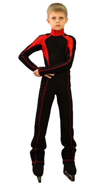 IceDress - Figure Skating Training Overalls -  Axel (Black and Red)