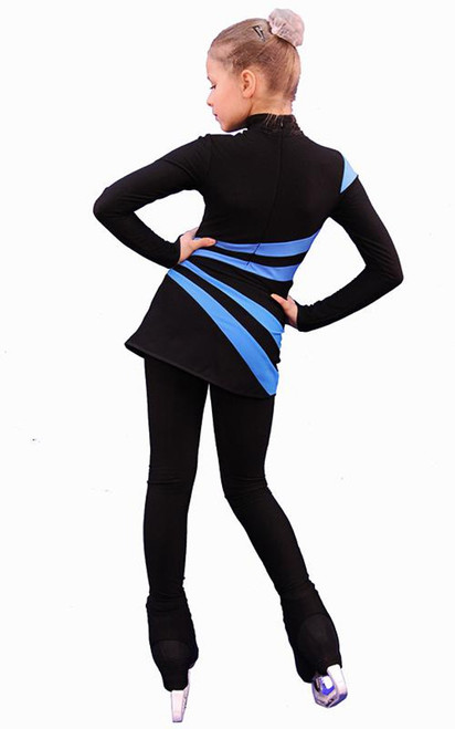 IceDress Figure Skating Dress-Thermal -  Oriental 3 (Black and Blue)
