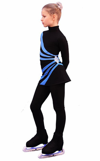 IceDress Figure Skating Dress-Thermal -  Oriental 3 (Black and Blue)