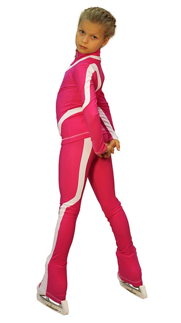 IceDress Figure Skating Outfit - Thermal -Flip  (Fuchsia with White Line)