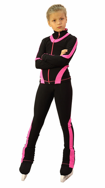 IceDress Figure Skating Outfit - Thermal -Flip  (Black with Pink Line)