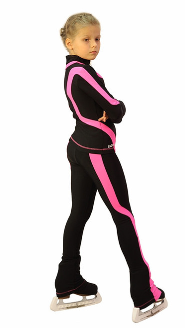 IceDress Figure Skating Outfit - Thermal -Flip  (Black with Pink Line)