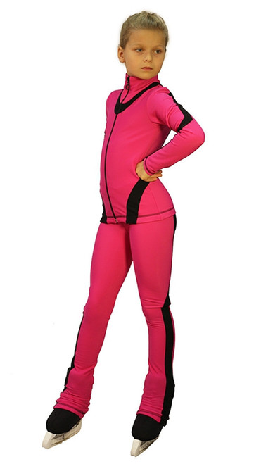 IceDress Figure Skating Outfit - Thermal -Flip (Fuchsia with Black Line)