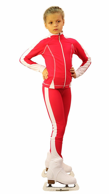 IceDress Figure Skating Outfit - Thermal -Bracket (Raspberry with White Line)