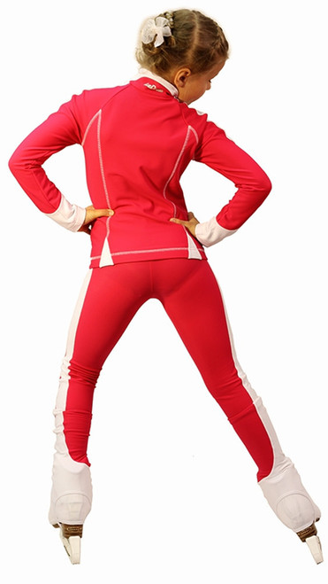 IceDress Figure Skating Outfit - Thermal -Bracket (Raspberry with White Line)