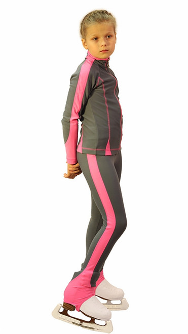 IceDress Figure Skating Outfit - Thermal -Bracket (Grey with Pink Line)