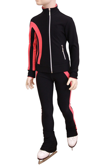 IceDress Figure Skating Outfit - Thermal - Lutz (Black and Coral)