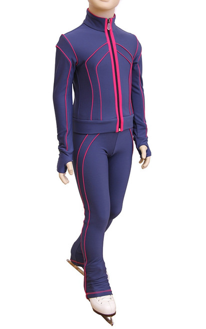 IceDress Figure Skating Outfit - Thermal - Kant (Blue with Raspderry Line)