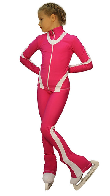 IceDress Figure Skating Jacket -Flip  (Fuchsia with White Line)