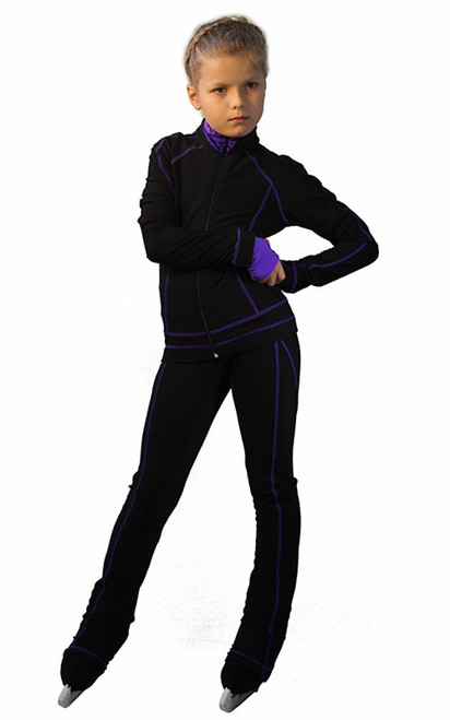IceDress Figure Skating Jacket -Todes(Black with Purple Line)