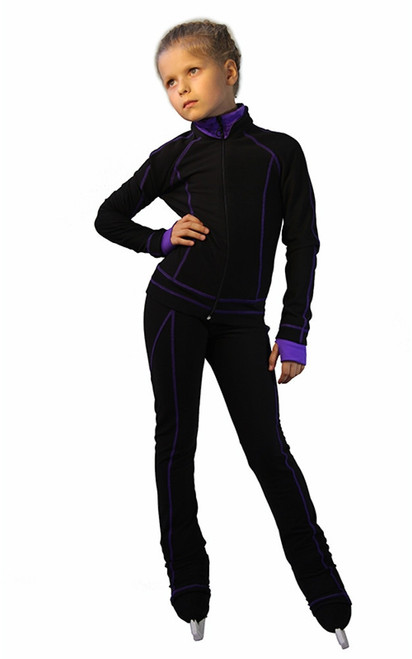 IceDress Figure Skating Jacket -Todes(Black with Purple Line)
