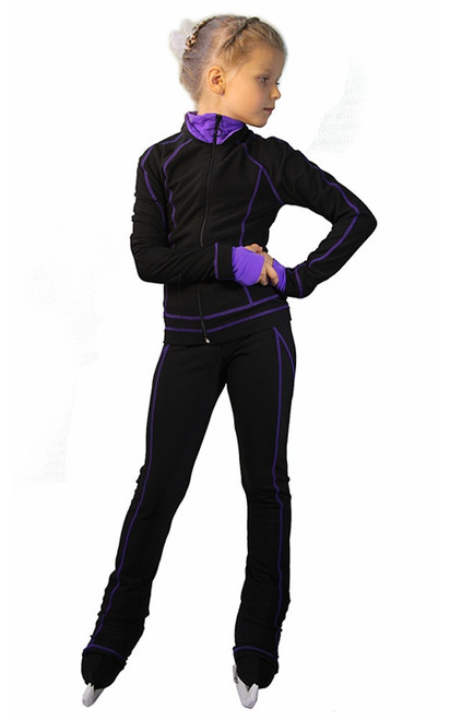 IceDress Figure Skating Jacket -Todes(Black with Purple Line)