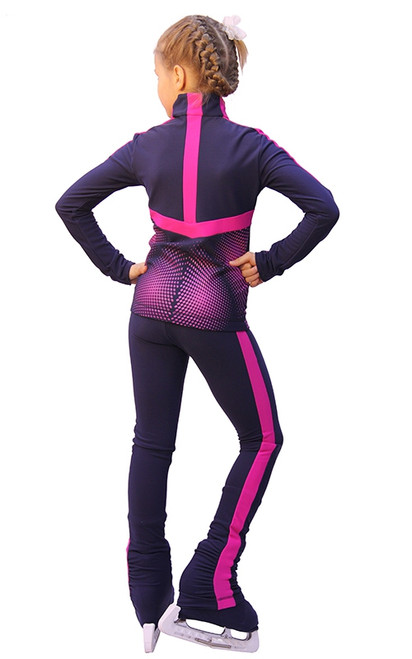 IceDress Figure Skating Outfit - Thermal - Jump (Gray-Blue with Fuchsia stripes)