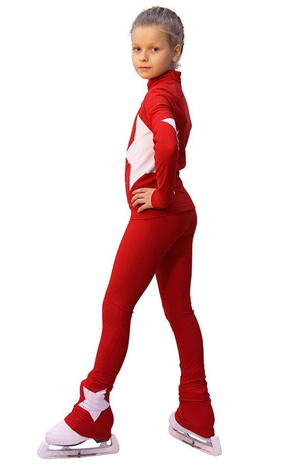 IceDress Figure Skating Outfit - Thermal - Star (with Pants) (Red with White)