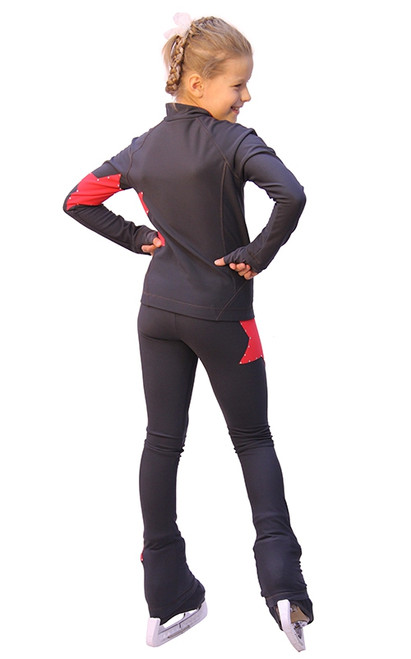 IceDress Figure Skating Outfit - Thermal - Star (Dark Grey with Red)