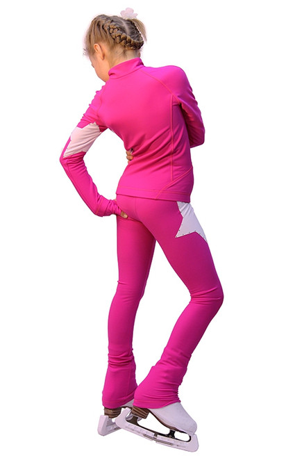 IceDress Figure Skating Outfit - Thermal - Star (Fushsia with White)