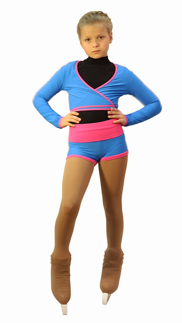 IceDress -Figure Skating Shorts with a Wide Waistband (Blue and Pink)