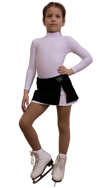 IceDress - Figure Skating Skirt s -  Rogue (Black and White with velvet)