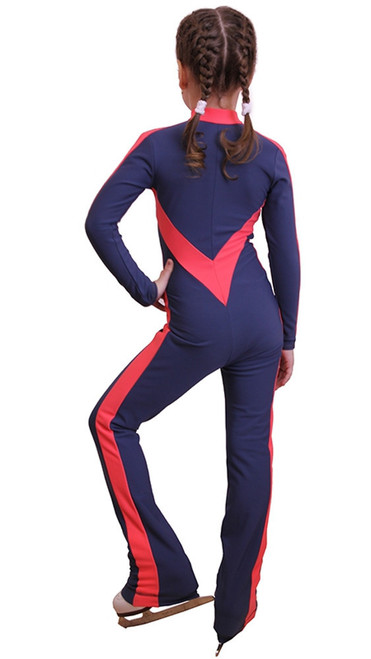 IceDress - Figure Skating Training Overalls - Sweetheart (Gray and Coral)