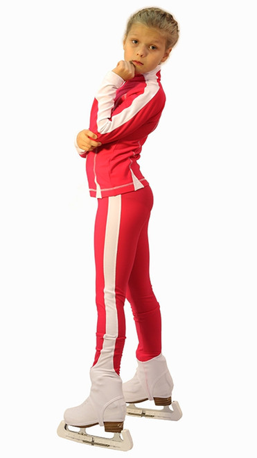 IceDress Figure Skating Pants -Bracket (Raspberry with White Line)