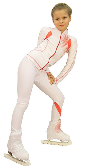 IceDress Figure Skating Pants -Euler (White and Coral)