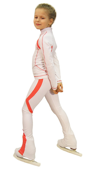 IceDress Figure Skating Pants -Euler (White and Coral)
