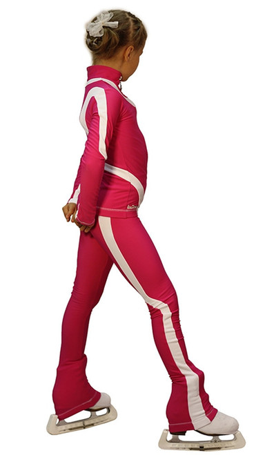 IceDress Figure Skating Pants -Flip  (Fuchsia with White Line)