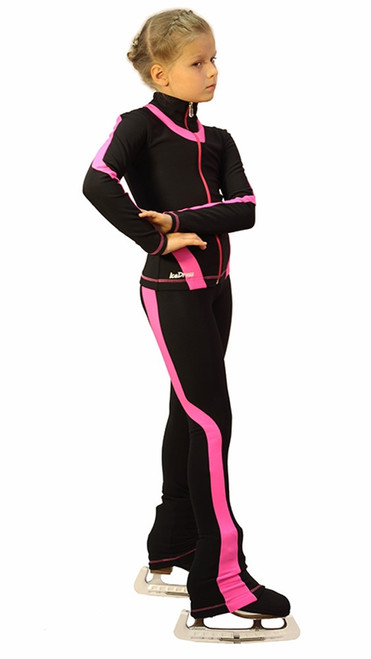 IceDress Figure Skating Pants -Flip  (Black with Pink Line)