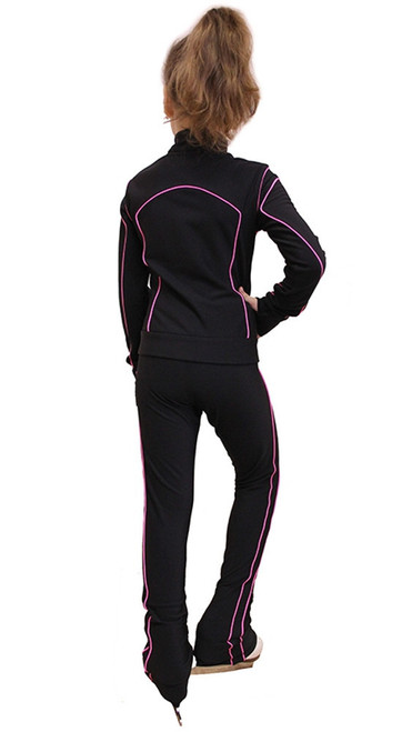 IceDress Figure Skating Pants - Kant (Black with Pink Line)