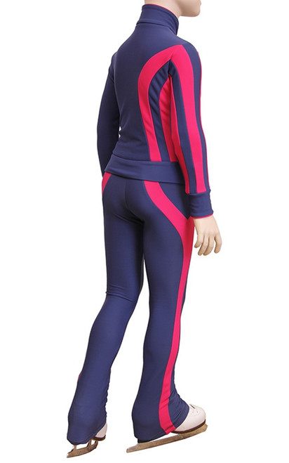 IceDress Figure Skating Pants - Lutz (Dark Grey and Raspderry)