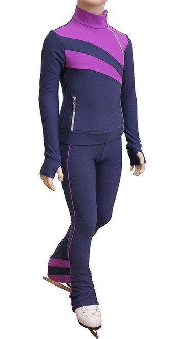 IceDress Figure Skating Pants - Rays (Gray and Purplet)