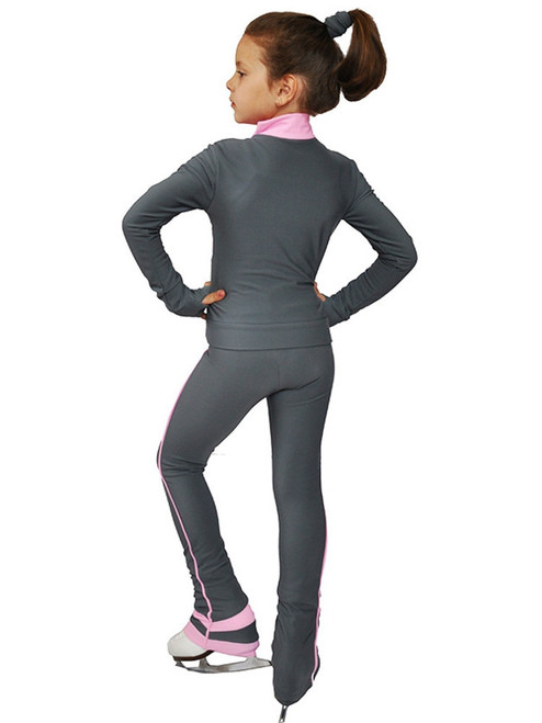 IceDress Figure Skating Pants - Rays (Light Grey and Pink)