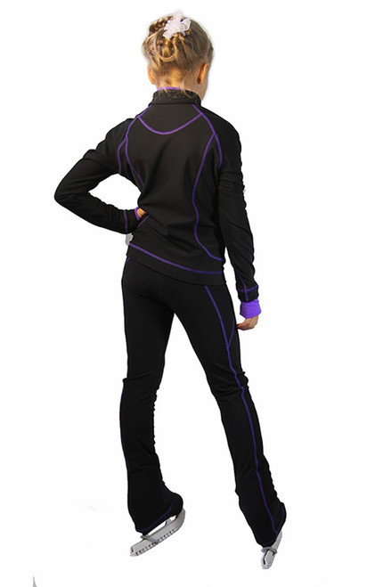 IceDress Figure Skating Pants -Todes(Black with Purple Line)