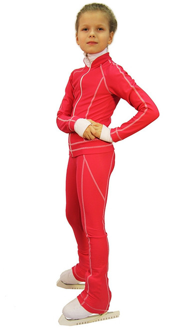 IceDress Figure Skating Pants -Todes(Raspberry with White Line)