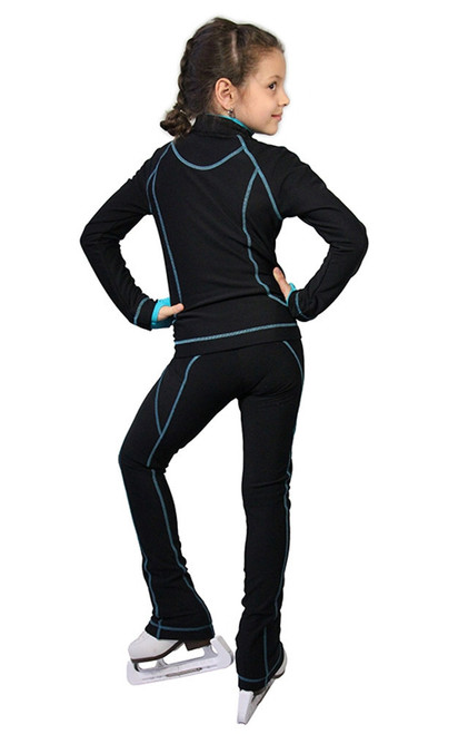 IceDress Figure Skating Pants -Todes(Black with Turquoise Line)