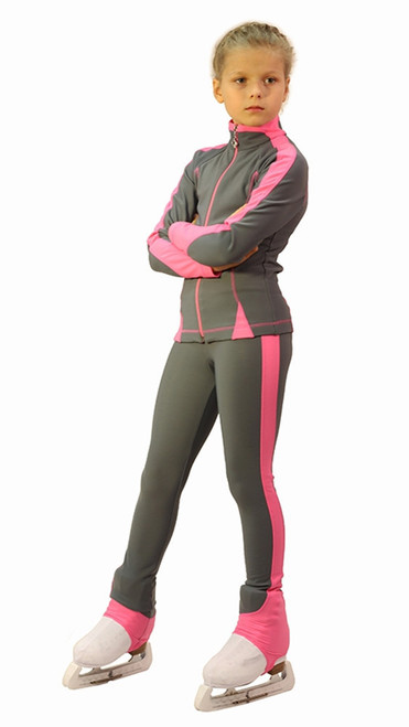 IceDress Figure Skating Jacket -Bracket (Grey with Pink Line)
