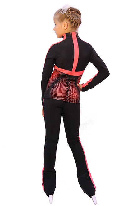 IceDress Figure Skating pants - Jump (Black with Coral stripes)