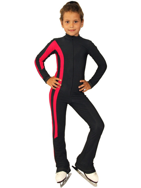 IceDress - Figure Skating Training Overalls -  Rays (Gray and Raspberry)