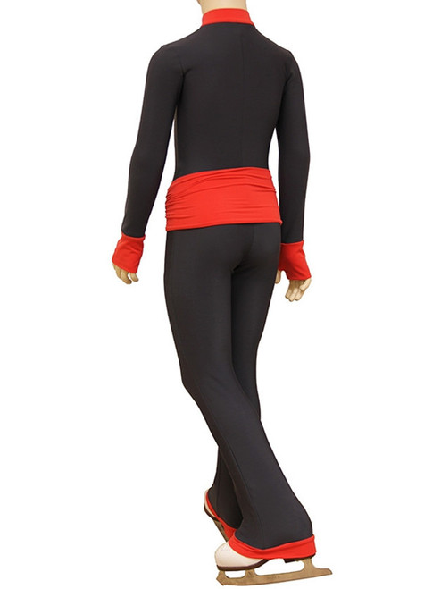 IceDress - Figure Skating Training Overalls - Oriental (Gray with Red belt)