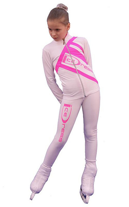 IceDress Figure Skating Outfit - Thermal - IceDress (White with Pink)