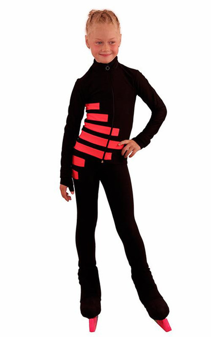 IceDress Figure Skating Outfit - Thermal - IceCode (Black with Coral)