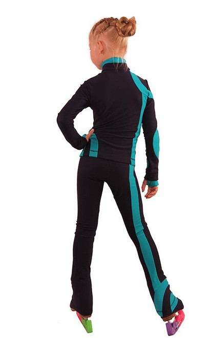IceDress Figure Skating Outfit - Thermal - Cross-Roll (Dark Blue with Emerald)