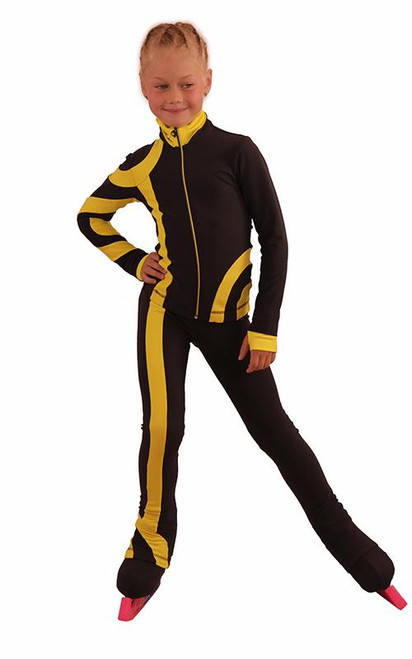 IceDress Figure Skating Outfit - Thermal - Cross-Roll (Dark Gray with Yellow)